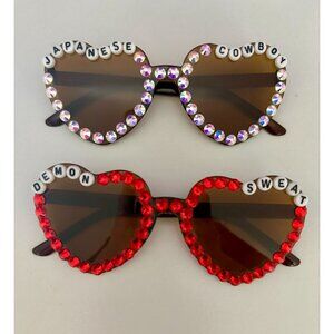 Ween Demon Sweat/Japanese Cowboy Brown Heart Festival Party Bling Rhinestone Sun